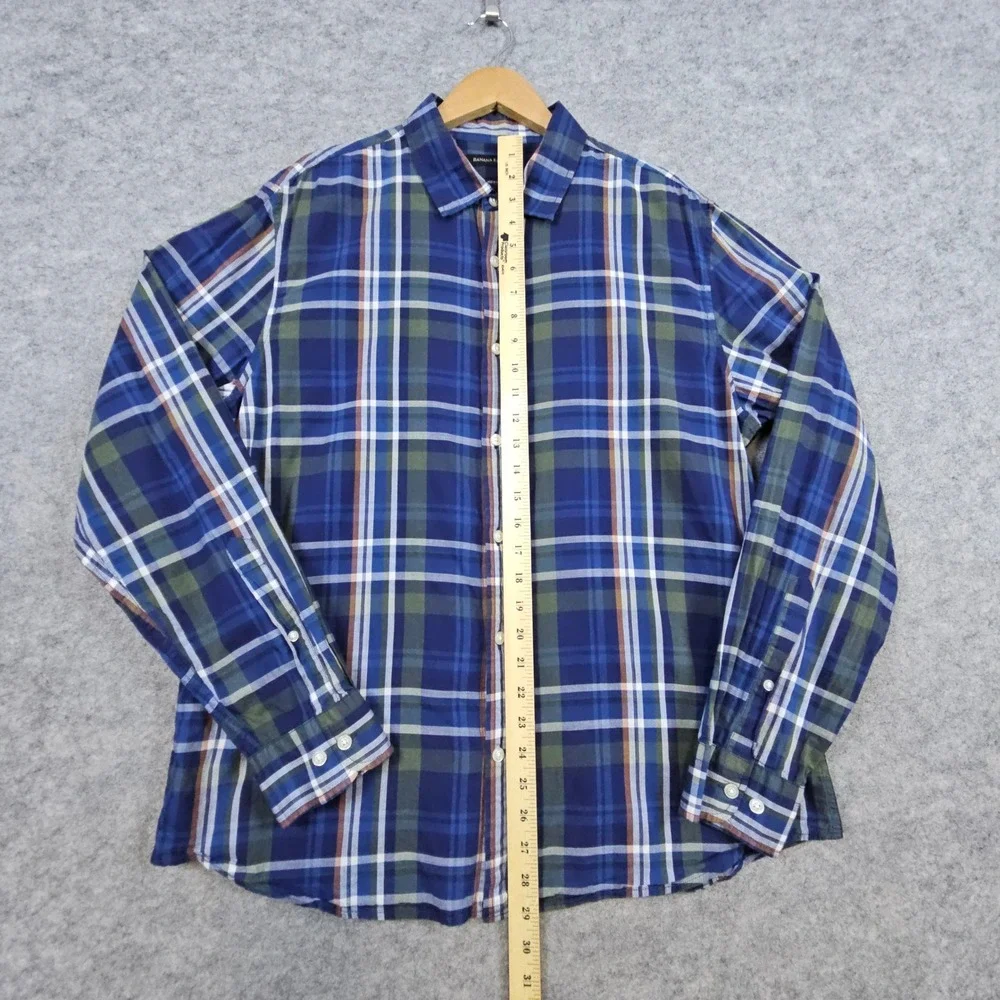 Banana Republic Men's Multicolor Plaid Shirt Size L Untucked Standard Fit Cotton